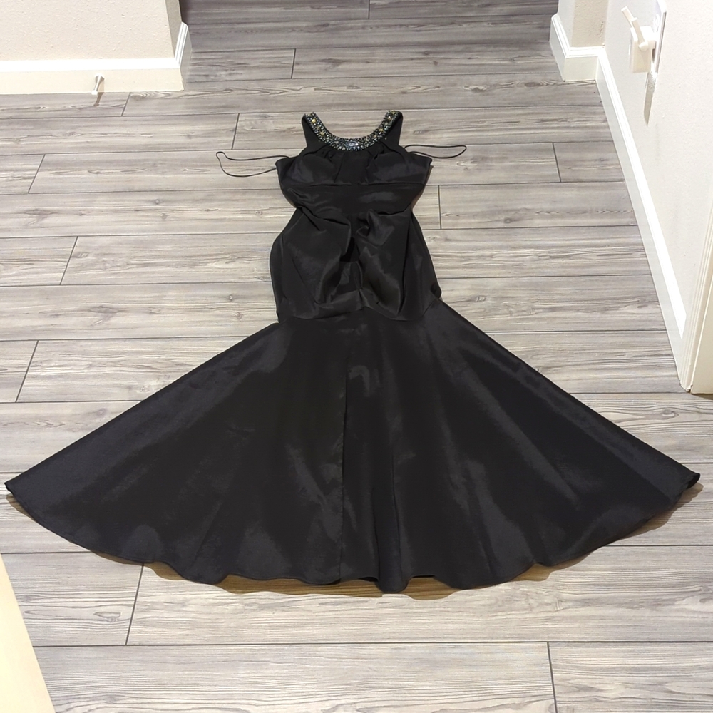 R&M Richards Black formal dress with beaded bodice. Size 8